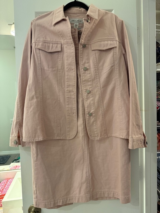 Jones New York Jackets & Blazers - Vintage Jones New York Blush Pink Cotton Jean Jacket and skirt